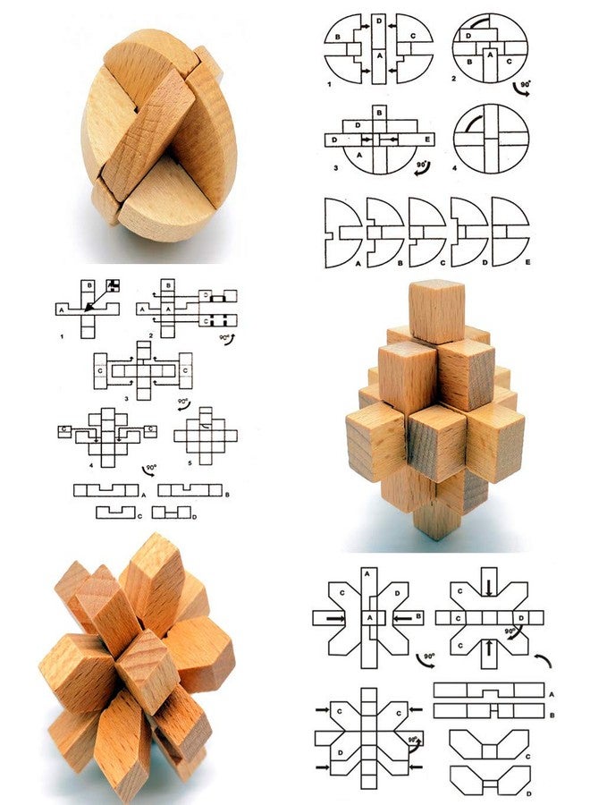 Guaishou 10-in-One 3D Small Wooden Puzzles Kongming Lock IQ Test Toy for Teens and Adults - Image 3